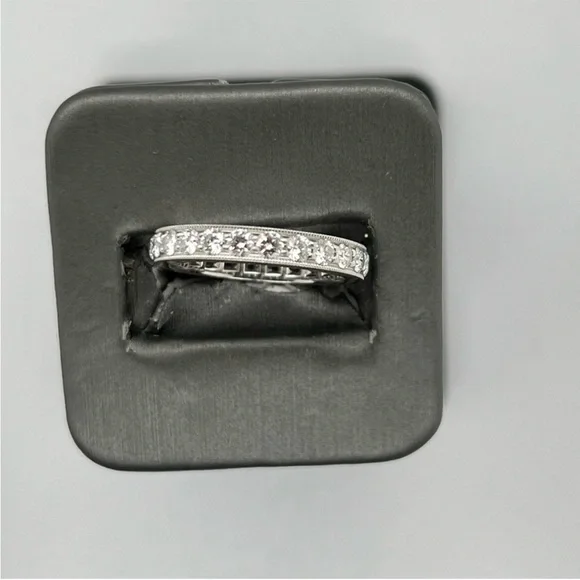 Tiffany Setting Wedding Band in Platinum with a Full Circle of Diamonds - Picture 3 of 9